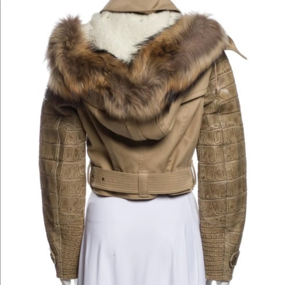 Fur and Alligator cropped Trench